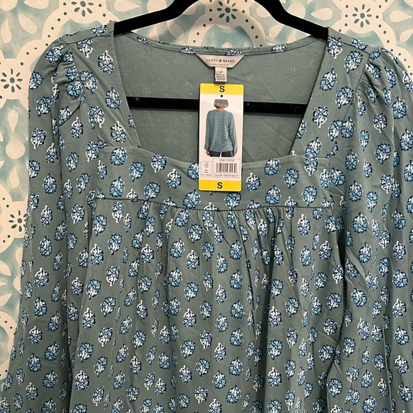 Lucky brand peasant boho top - green multi - Picture 2 of 5